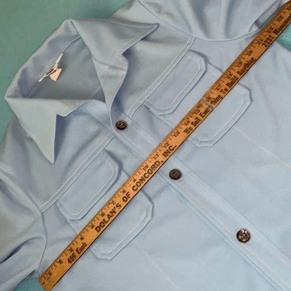 JCPenney 1970’s Flight 1 leisure suit jacket slacks polyester sky blue size 44R - Picture 9 of 12